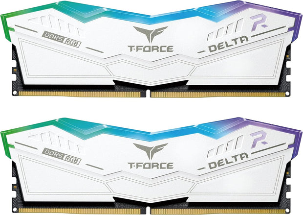 T-FORCE DELTA, RGB WHITE, DDR5, 7200MHz, 32GB Kit (16Gb x 2), CL34-42-42-84, 1.4V, Limited Lifetime Warranty, INTEL XMP 3.0, AMD EXPO Ready