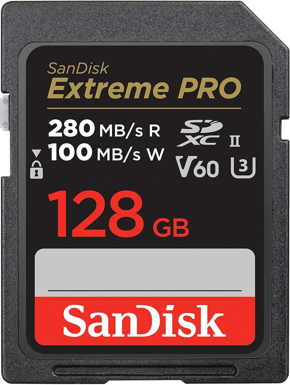 SanDisk Extreme Pro SDXC, SDSDXEP 64GB, V60, U3, C10, UHS-II, 280MB/s R, 100MB/s W, 4x6, Lifetime Limited