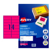 AV LsrLb Pnk L7163FP 14Up Pk25 Fluoro Pink