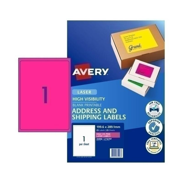 Avery ShipLabel L7167FP Pink 1UP