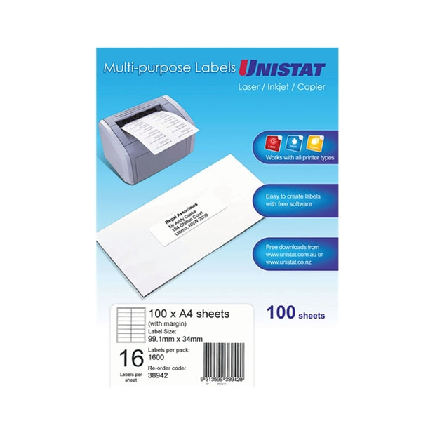 Uni LIP Label 16UP Pk100 Bx5 White