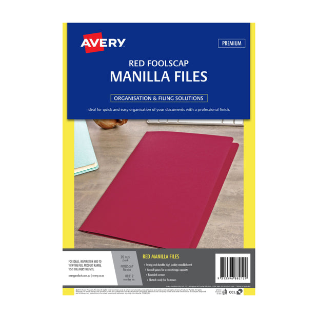 AV Manilla Folder FC Pk20 355X241mm Red