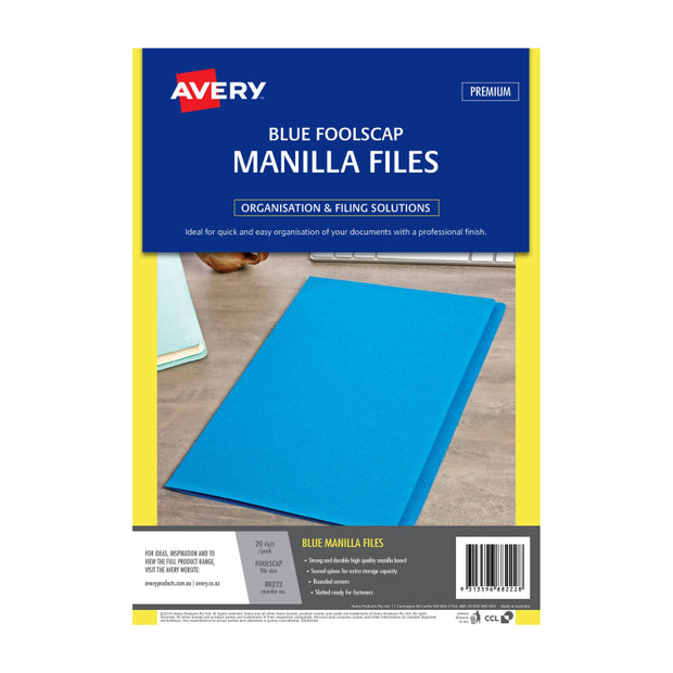 AV Manilla Folder FC Pk20 355X241mm Blue