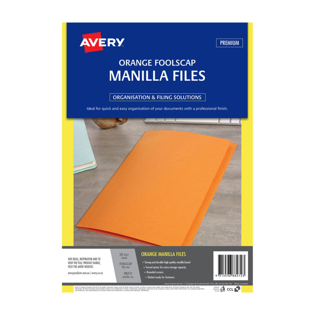 AV Manilla Folder Orng FC Pk20 355X241mm Orange