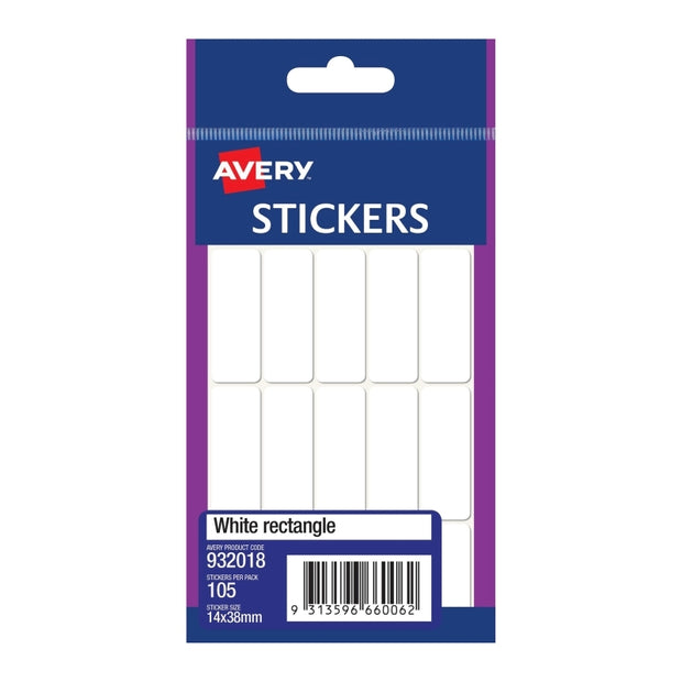 AV StickrRect 14x38 Pk105 Bx10 White
