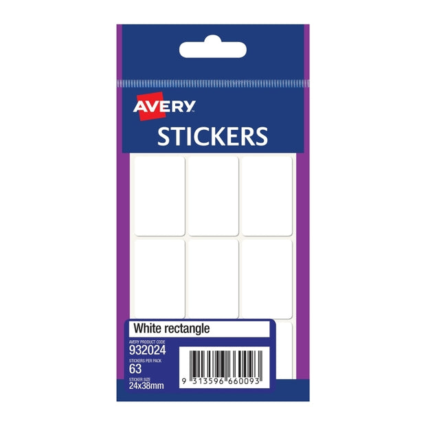 AV Wht Rect Sticker 24x38 Bx10 White