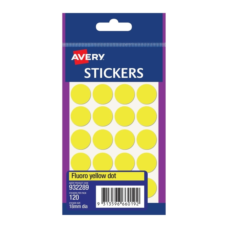 AV Dots 18mm Pk120 Bx10 Yellow