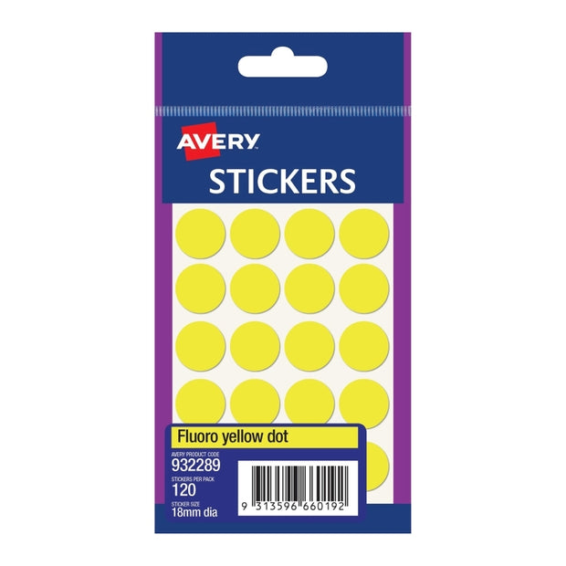 AV Dots 18mm Pk120 Bx10 Yellow