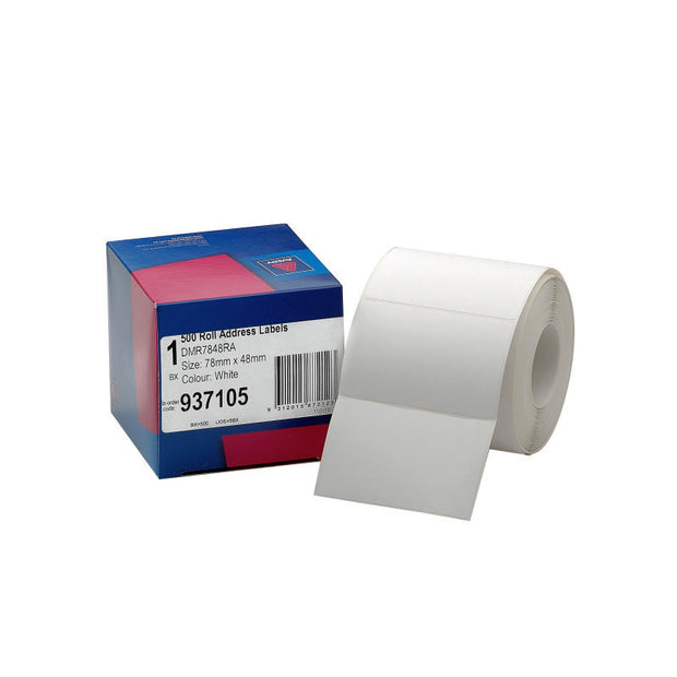 AV Lbl Address 78x48mm Rl500 White