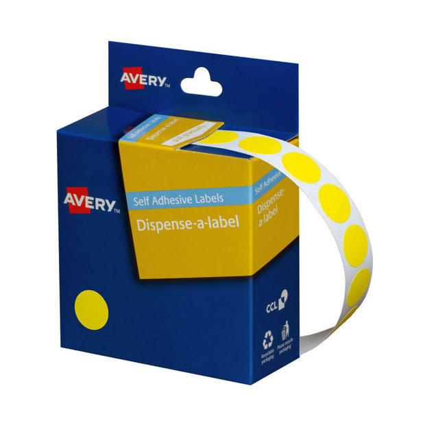 Avery Disp Ylw 14mm Roll1050 Yellow