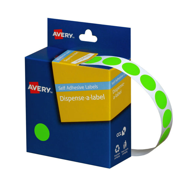 Avery Disp 14mm Roll700 Fluoro Green