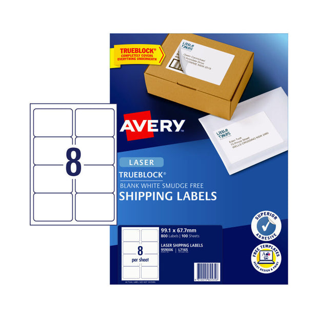AV Laser Label L7165 8Up Pk100 White