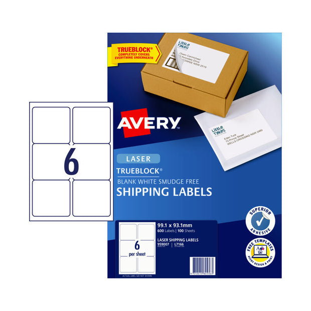 AV Lsr Lbl Shp L7166 6Up Pk100 White