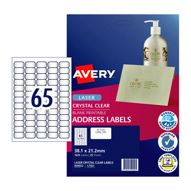 AV Lsr Lbl Clr L7551 65Up Pk25 Clear
