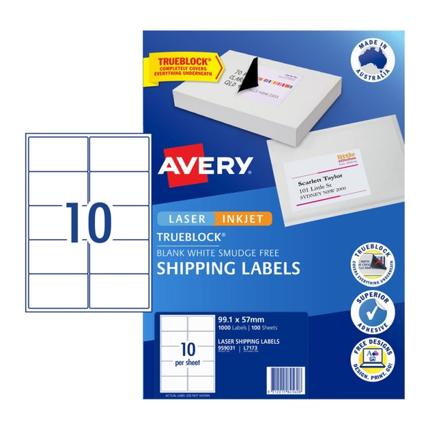 AV Laser Lbl L7173 10Up Pk100 White