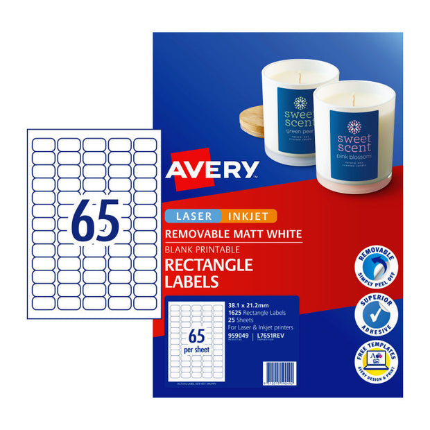 AV LIP Lbl L7651REV 65Up Pk25 White