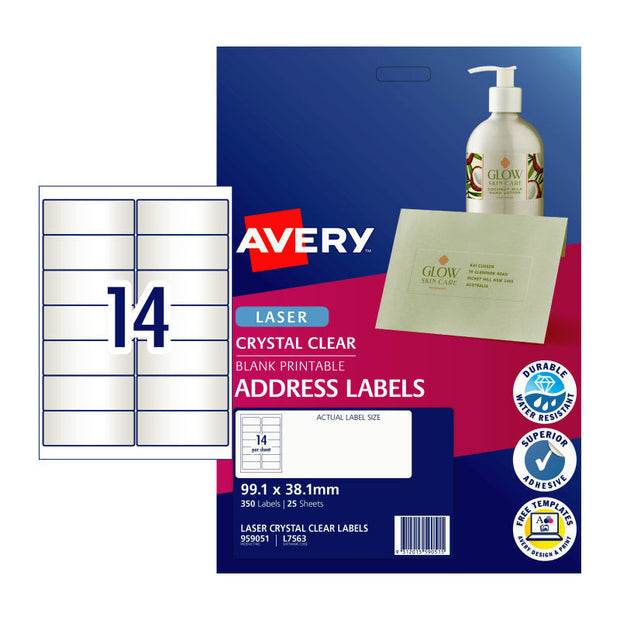 AV Lsr Lbl Clr L7563 14Up Pk25 Clear