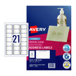 Avery Lbl Clr L7560 21Up Pk25 Clear