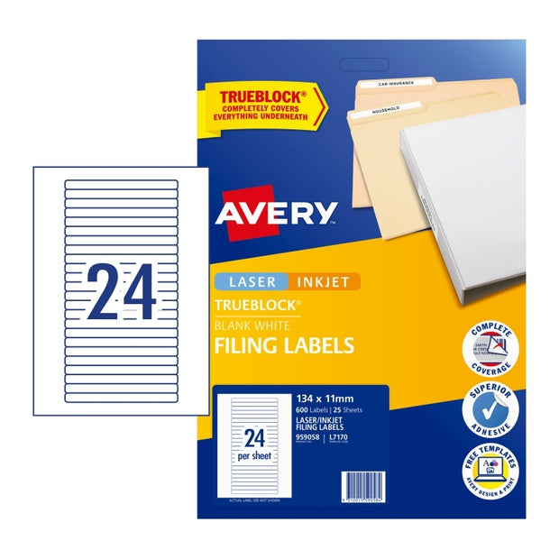 AV File Label L7170 24UP Pk25 White