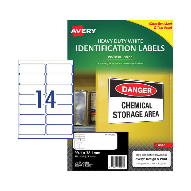 AV Laser Lbl L7063 14Up Pk25 White