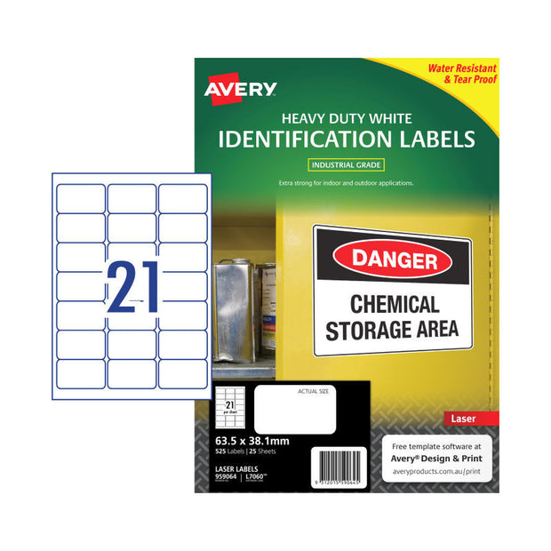 AV Laser Lbl L7060 21Up Pk25 White