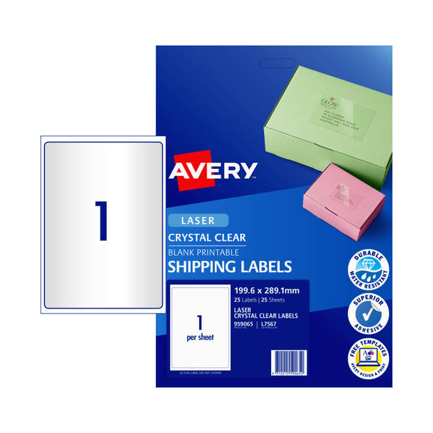 AV Lsr Lbl Clr L7567 1Up Pk25 Clear