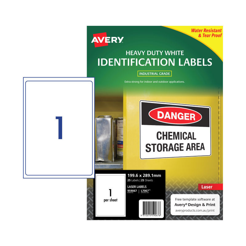 AV Laser Label L7067 1Up Pk25 White