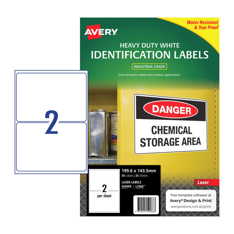 AV Laser Lbl HD L7068 2Up Pk25 White