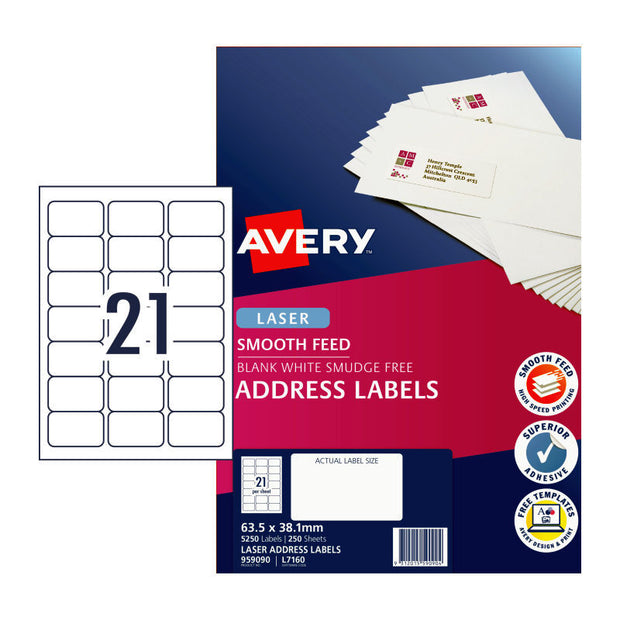 AV Laser Lbl L7160 21Up Pk250 White