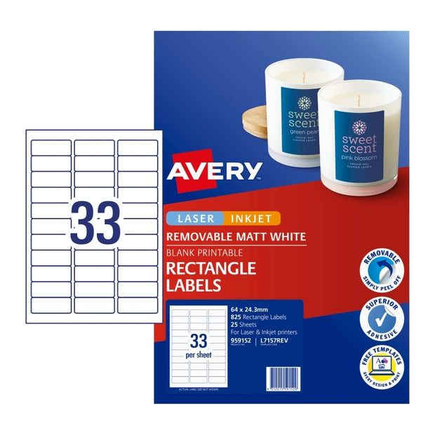 AveryLIP Removable 33UP Bx5 White