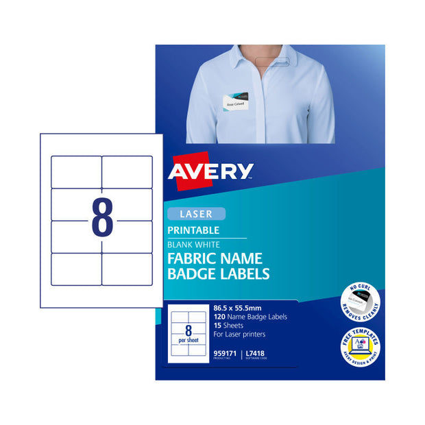Avery Laser Lbl L7418 8Up Pk15 White