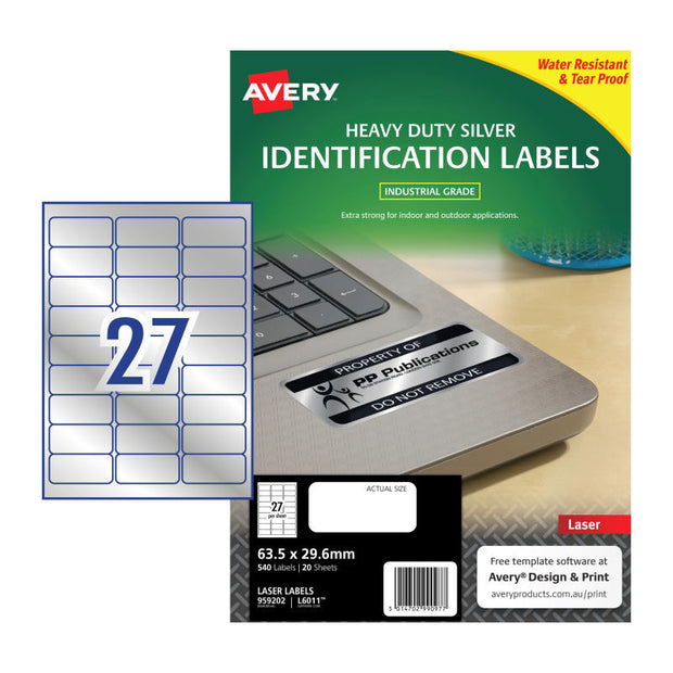 AV Laser Lbl L6011 27Up Pkt20 Silver