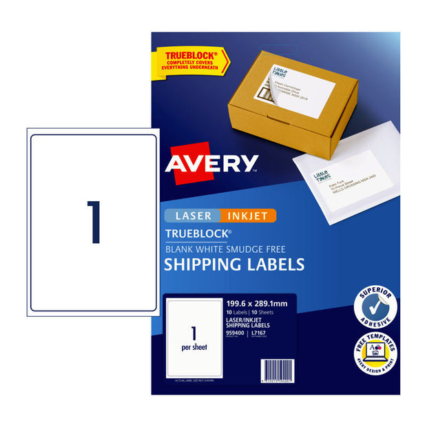AV Lbl Wht 199.6X289 1Up Pk10 White
