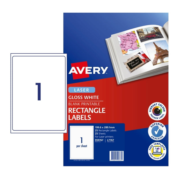 Avery Gloss Lbl L7767 1UP Pk25 White