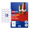 Avery Lbl Oval L7102 18Up Pk10 White