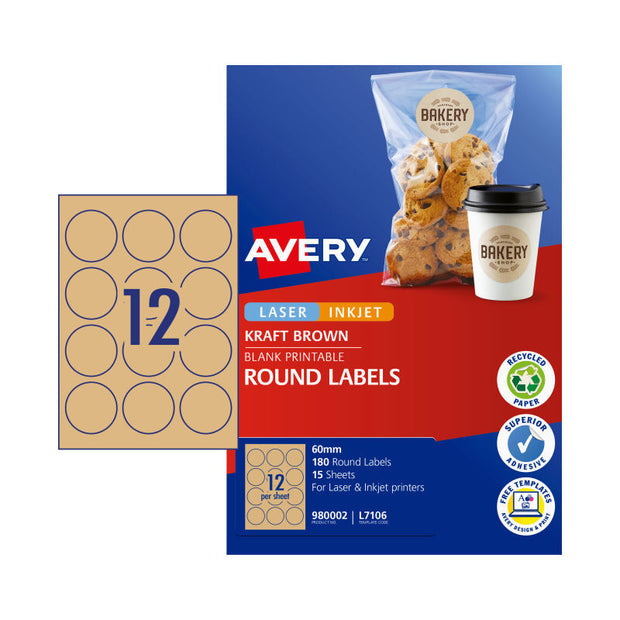 AV Lbl Red Brn 60mm 12Up Pk15 Brown