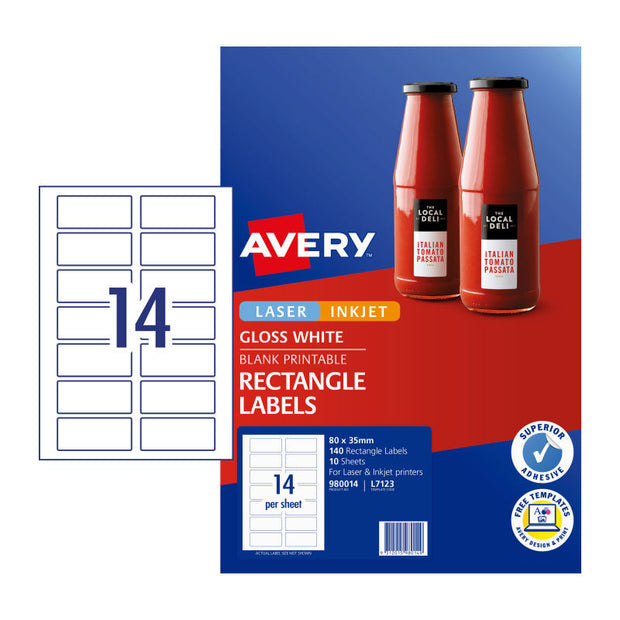 Avery Lbl Rect L7123 14Up Pk10 White