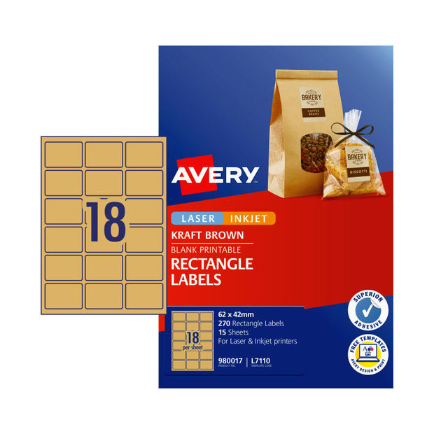 AV Lbl Rect Brn L7110 Pk270 Brown
