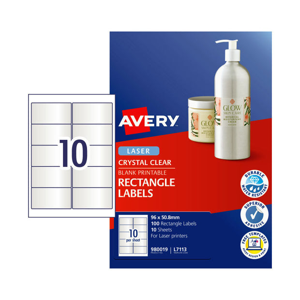 AV LsrLbl L7113 8mm 10Up Pk10 Clear