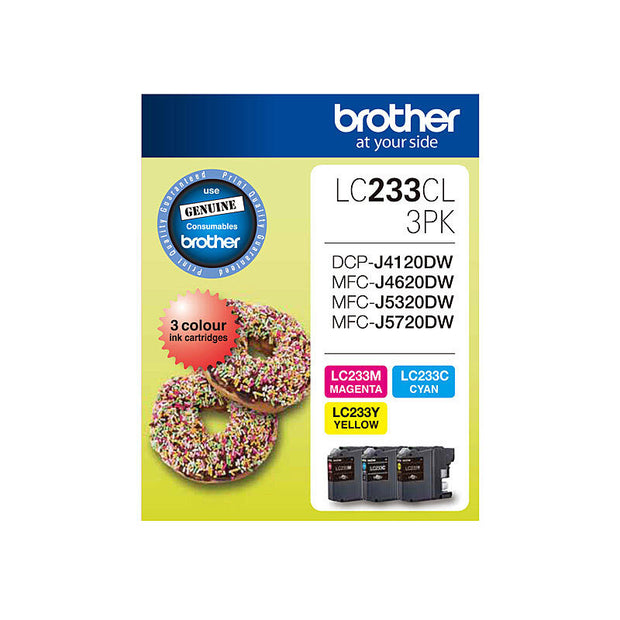 Brother LC233 CMY Colour Pack Up to 550 pages each Value