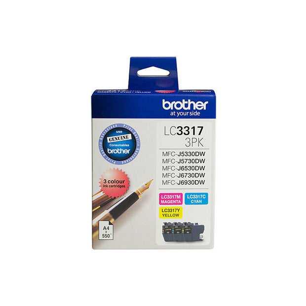 Brother LC3317 CMY Colour Pack Up to 550 pages each Value