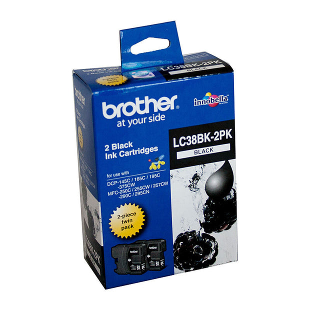 Brother LC38 Twin Pack 300 pages each Black
