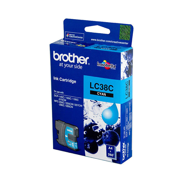 Brother LC38 Ink Cart 260 pages Cyan