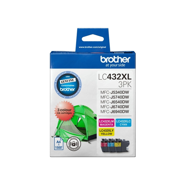 Brother LC432XL CMY Colour Pink up to 1,500 pages each Value Pack