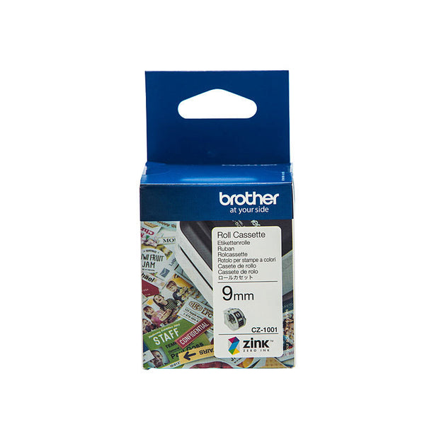 Brother CZ1001 Tape Cassette 9mm x 5m White Label Roll