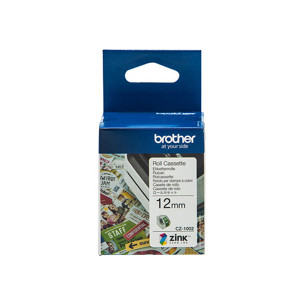 Brother CZ1002 Tape Cassette 12mm x 5m White Label Roll