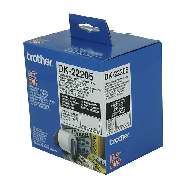 Brother DK22205 White Roll 62mm x 30.48 metres Paper