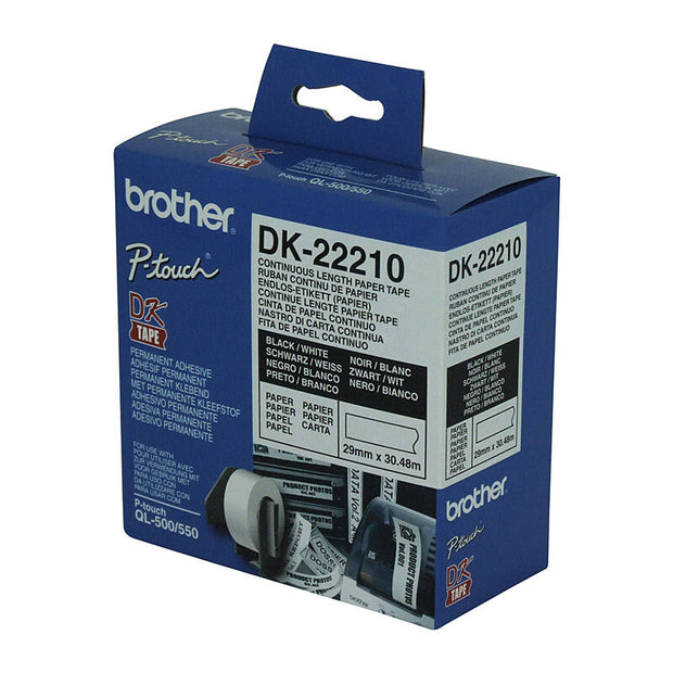 Brother DK22210 White Roll 29mm x 30.48 metres Paper