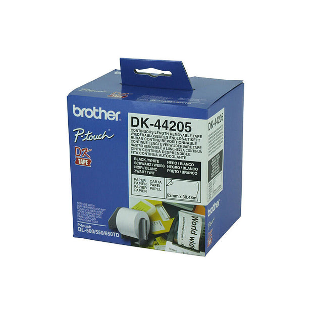Brother DK44205 White Roll 62mm x 30.48 metres Paper