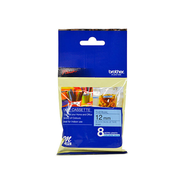 Brother MK531 Labelling Tape 12mm x 8m on Black Blue